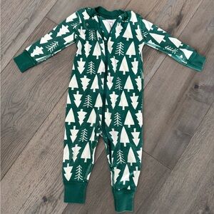 Hanna Andersson Green Tree Print Zip Pajama Sleeper 75cm 12-18M